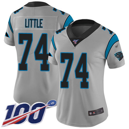 Carolina Panthers Limited Silver Women Greg Little Jersey NFL Football #74 100th Season Inverted Legend->women nfl jersey->Women Jersey